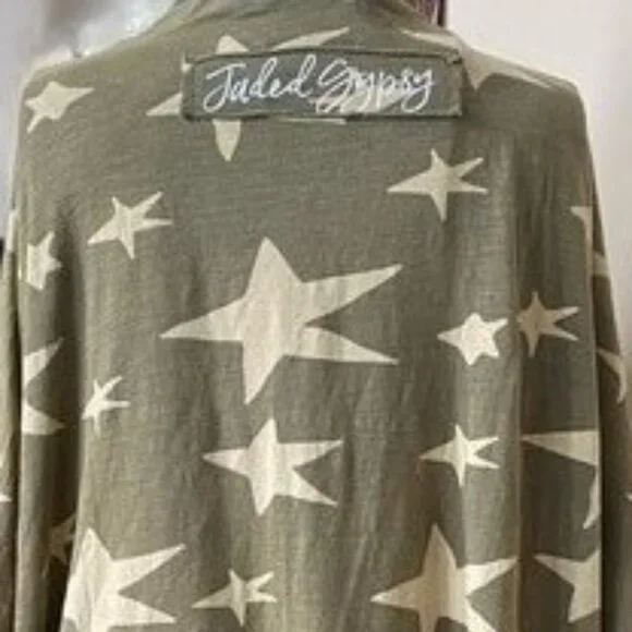 Jaded Gypsy Olive Off White Star Gazer Duster Women's OS - Picture 5 of 6